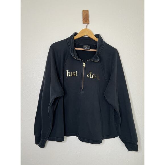 Nike Women's Cropped Half Zip Pullover Sweatshirt Size 1X Just Do It - Picture 1 of 4